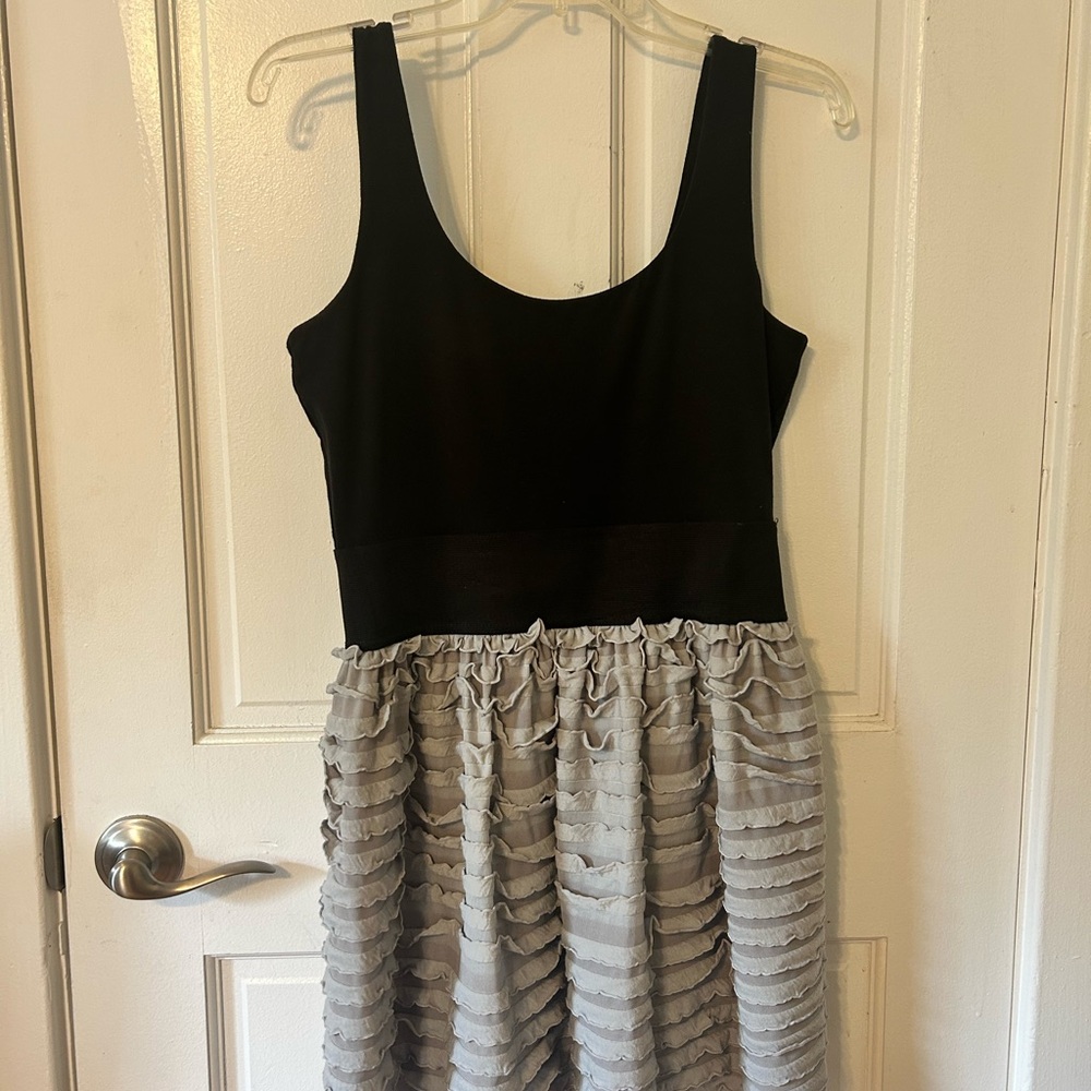 Miley Cyrus & Max Azria Black and Platinum Ruffle Dress